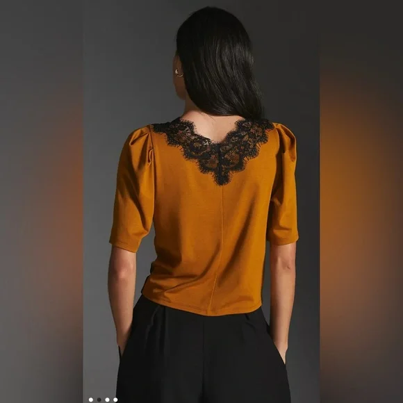 By Anthropologie lace-trimmed tee - Picture 3 of 11